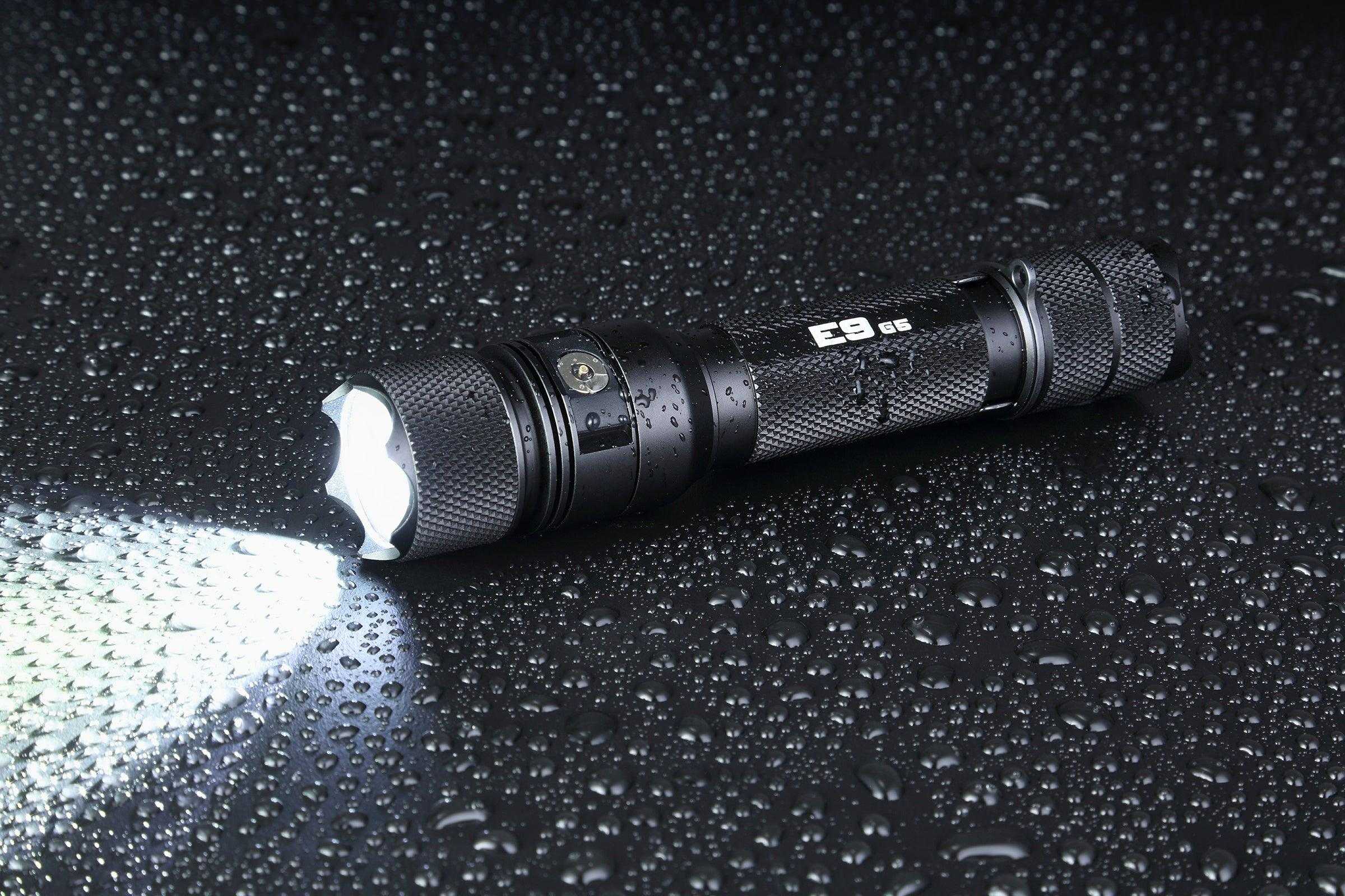E9 GEN5 Long Throw- 3,000 Lumen  388 Meter  Tactical EDC Flashlight Powertac