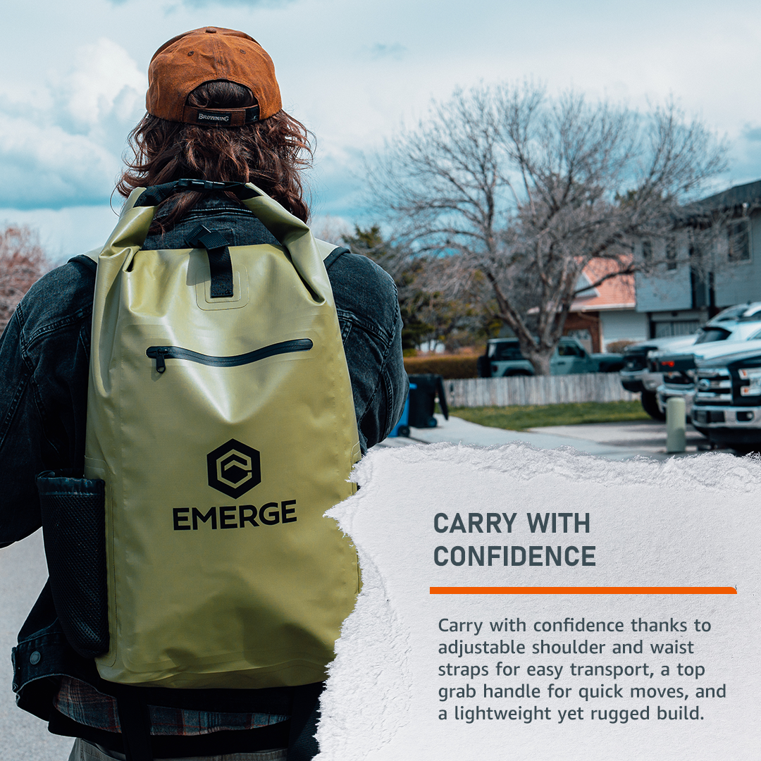 30L Heavy Duty Dry Bag w/ Straps - Olive