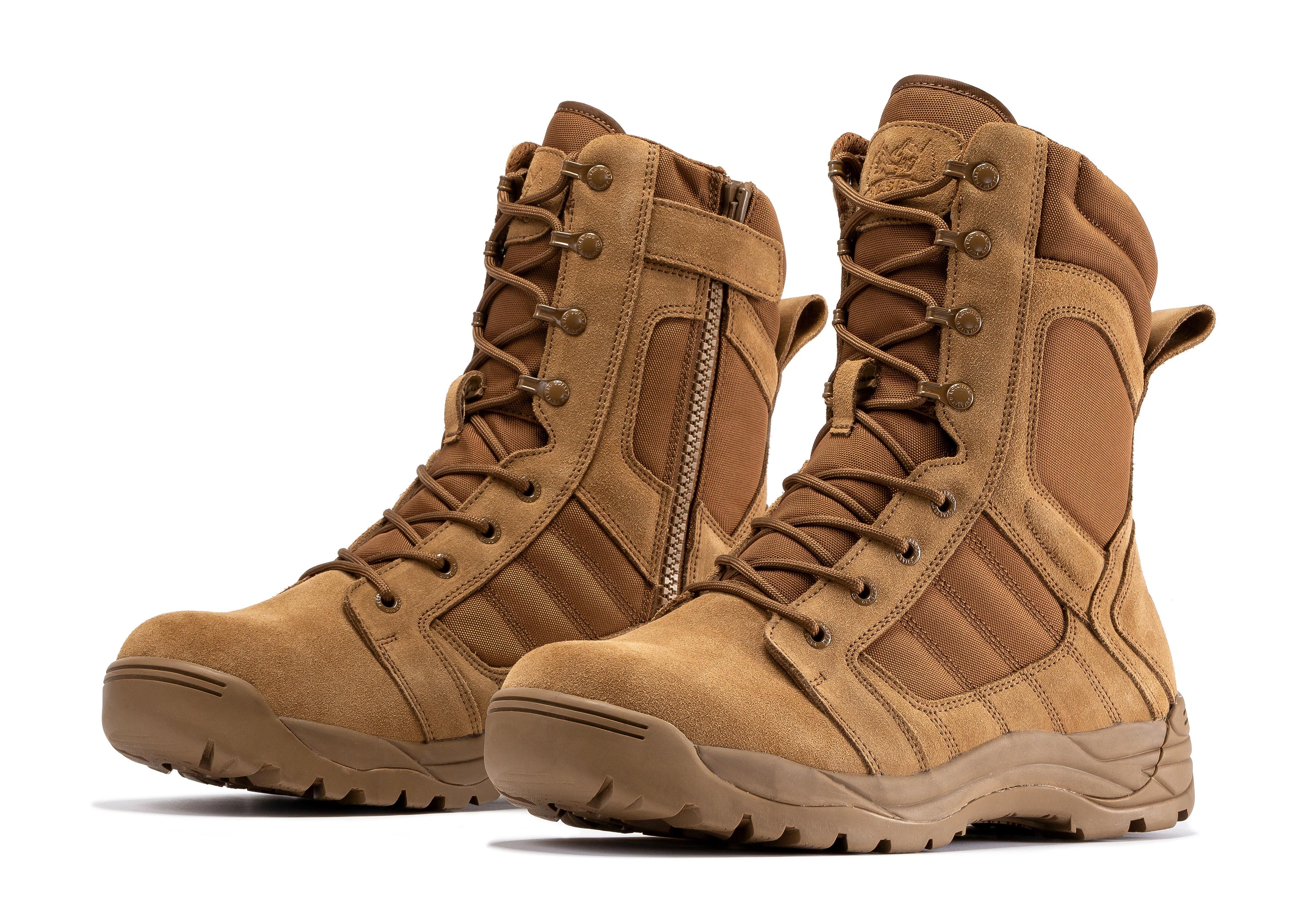 Botas Pro Coyote Men's 8 inch Side Zipper Rubber Sole Tactical Boots BMP110CT Rock Rooster Footwear Inc