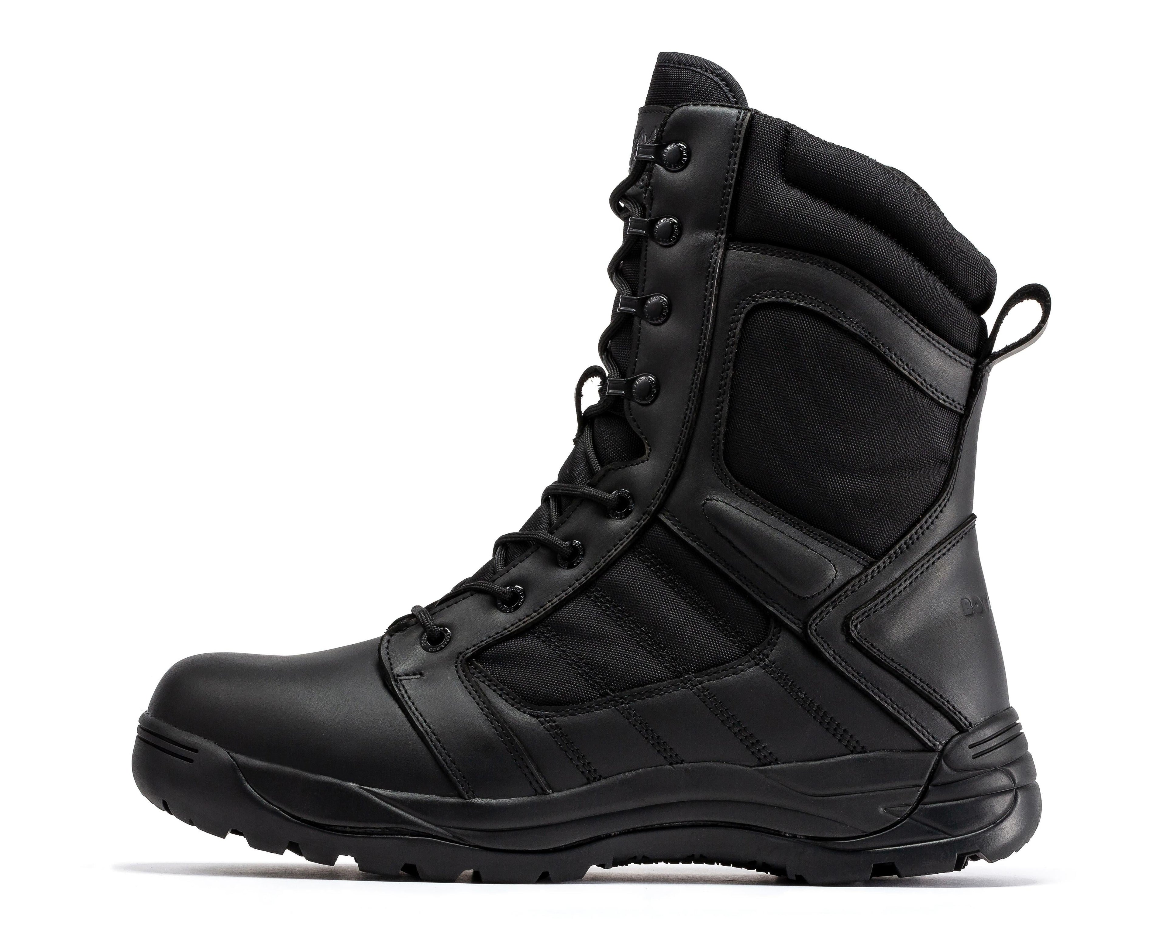 Botas Pro Black Men's 8 inch Side Zipper Rubber Sole Tactical Boots BMP110BK Rock Rooster Footwear Inc
