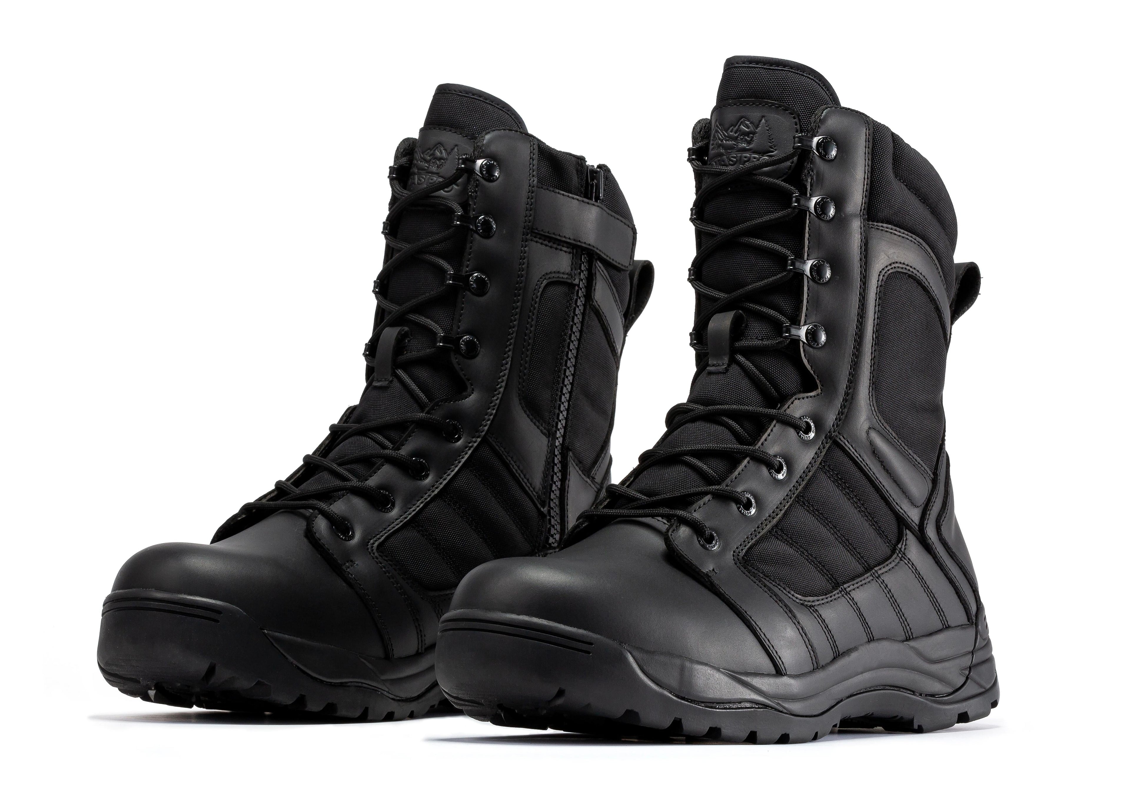 Botas Pro Black Men's 8 inch Side Zipper Rubber Sole Tactical Boots BMP110BK Rock Rooster Footwear Inc