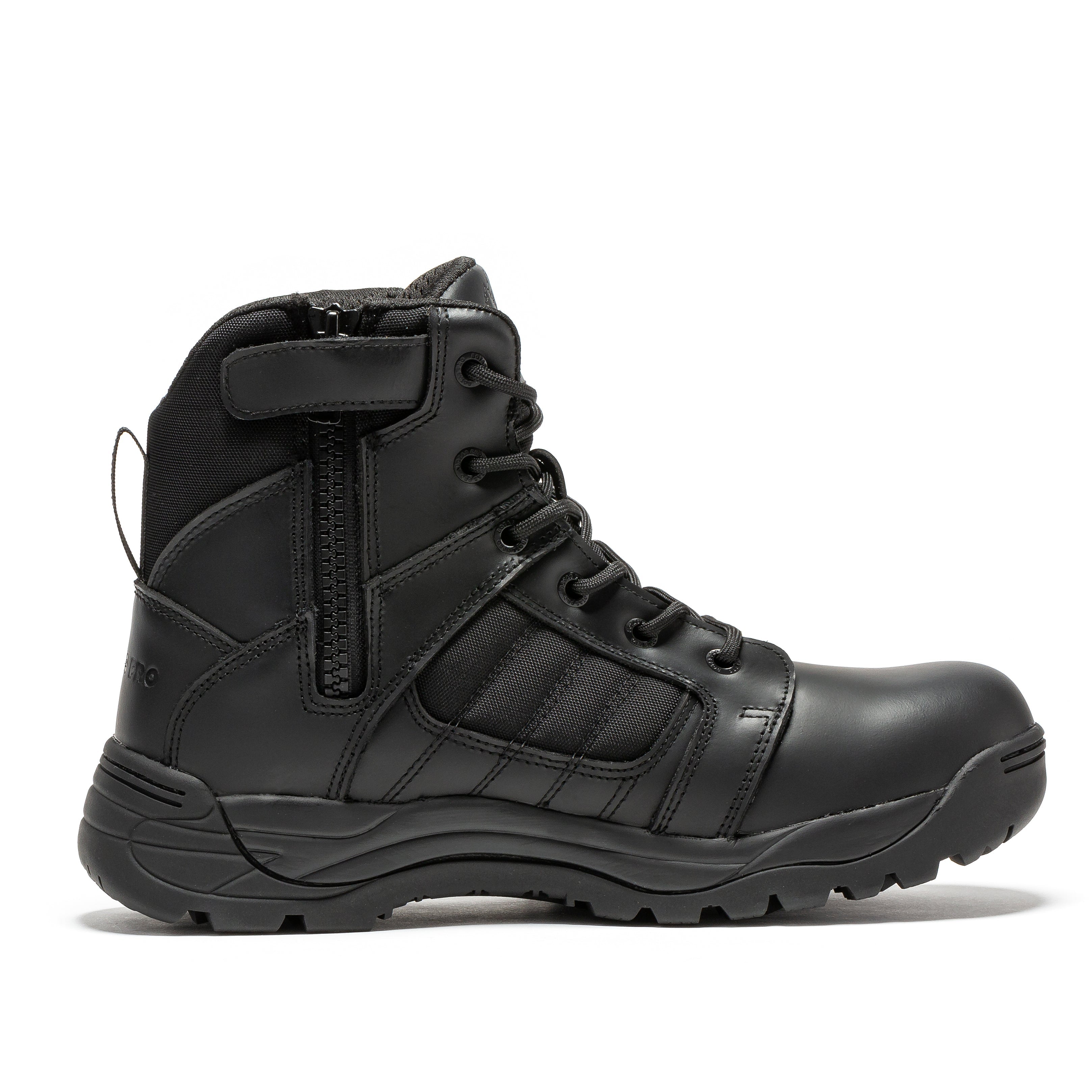 Botas Pro Black Men's 6 inch Side Zipper Rubber Sole Tactical Boots BMP111BK Rock Rooster Footwear Inc