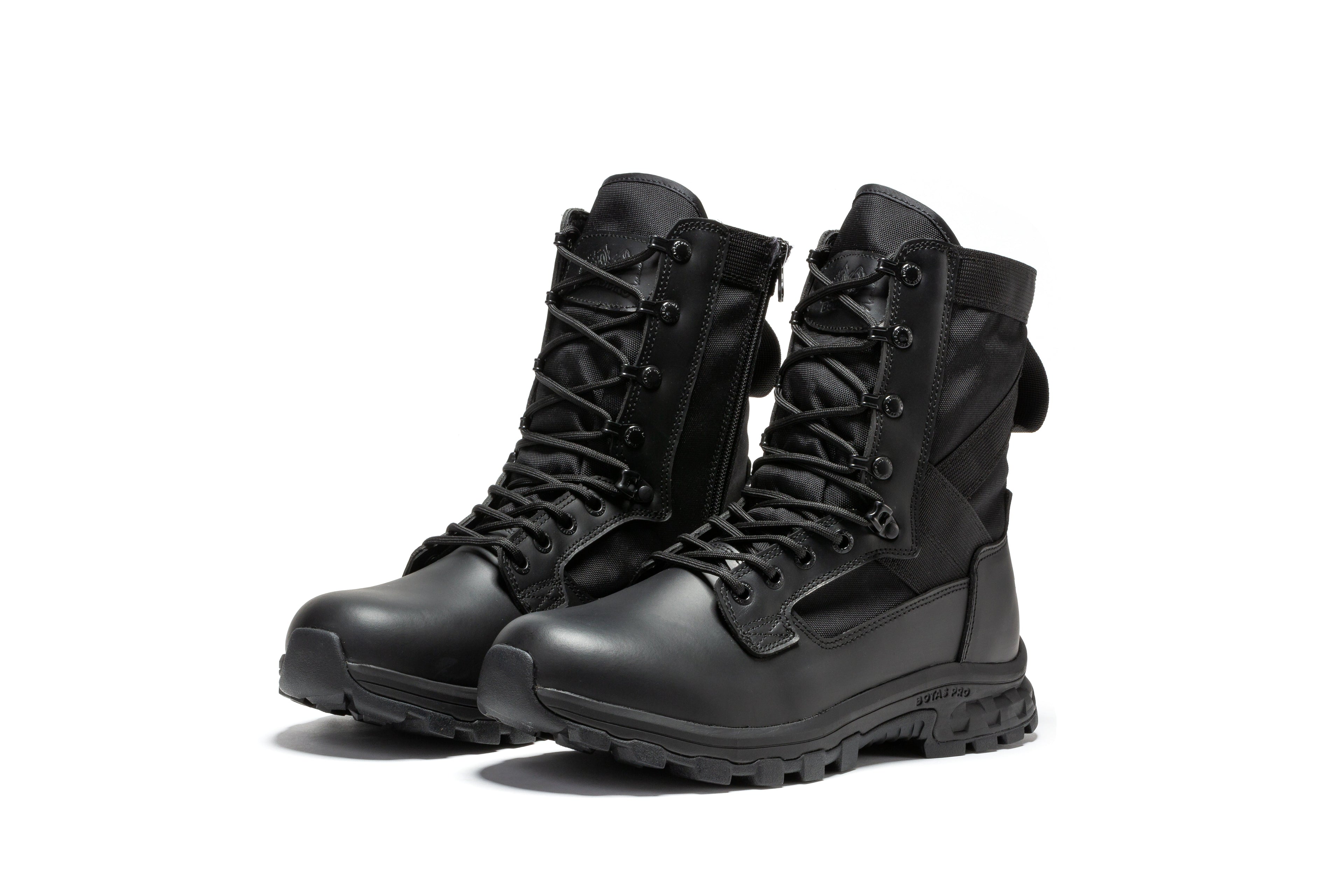 Botas Pro Black Men's 8 inch Side Zipper Military Tactical Boots BP401BK Rock Rooster Footwear Inc