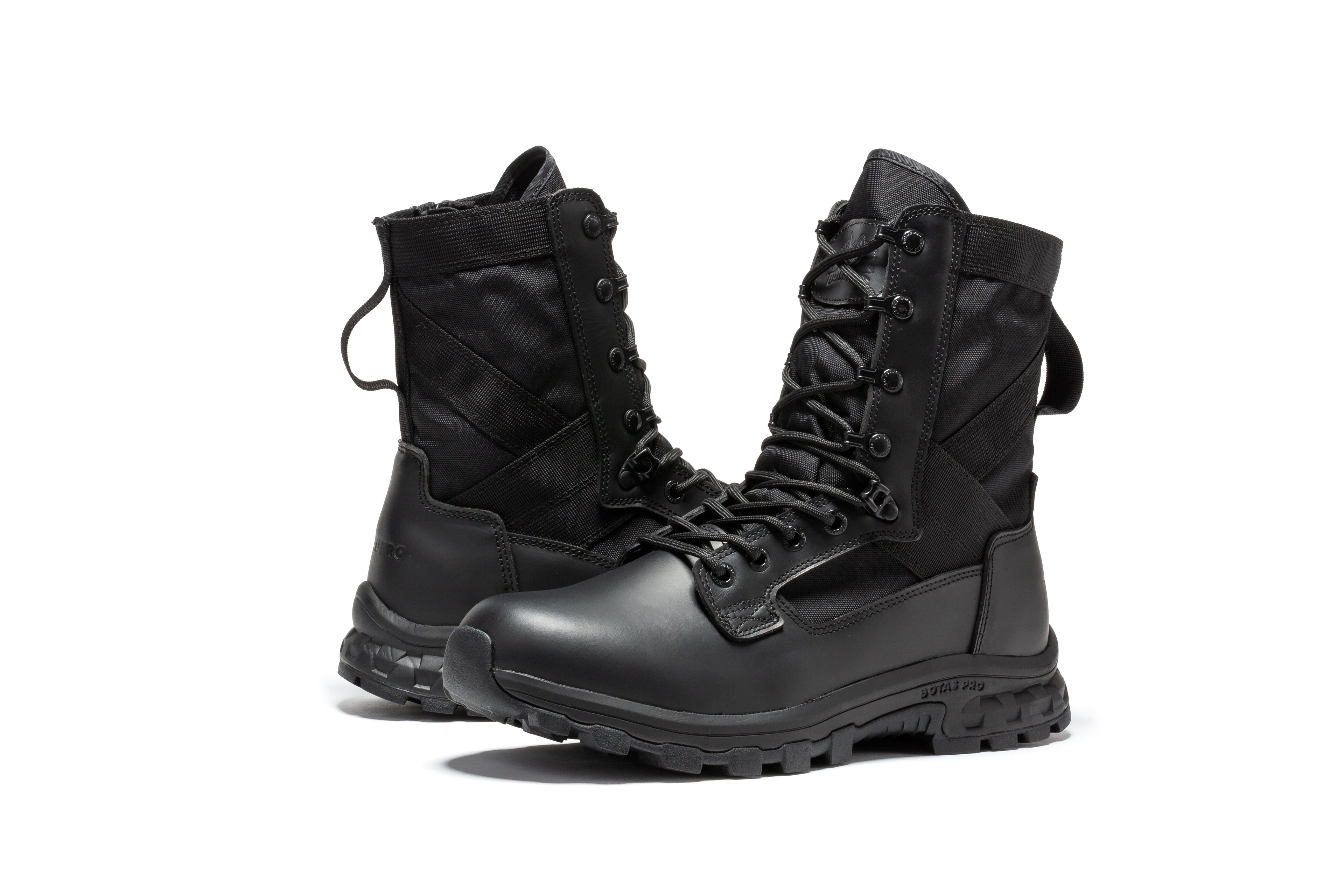 Botas Pro Black Men's 8 inch Side Zipper Military Tactical Boots BP401BK Rock Rooster Footwear Inc