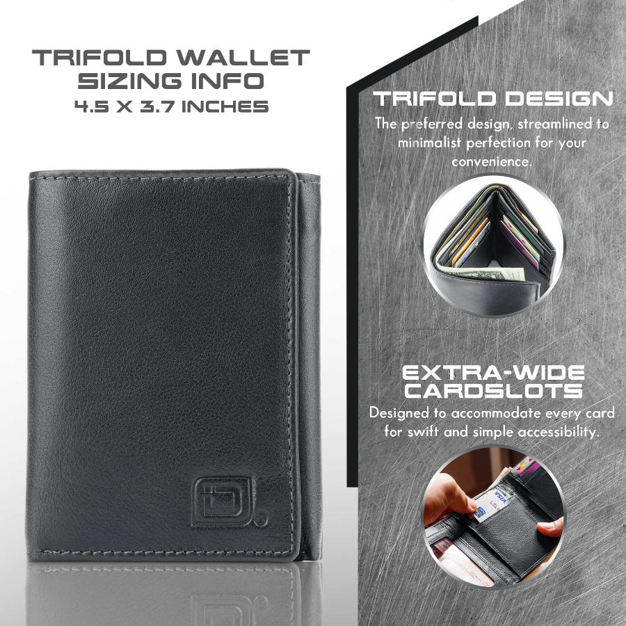 Men's RFID Trifold Wallet 7 Slot with ID Window