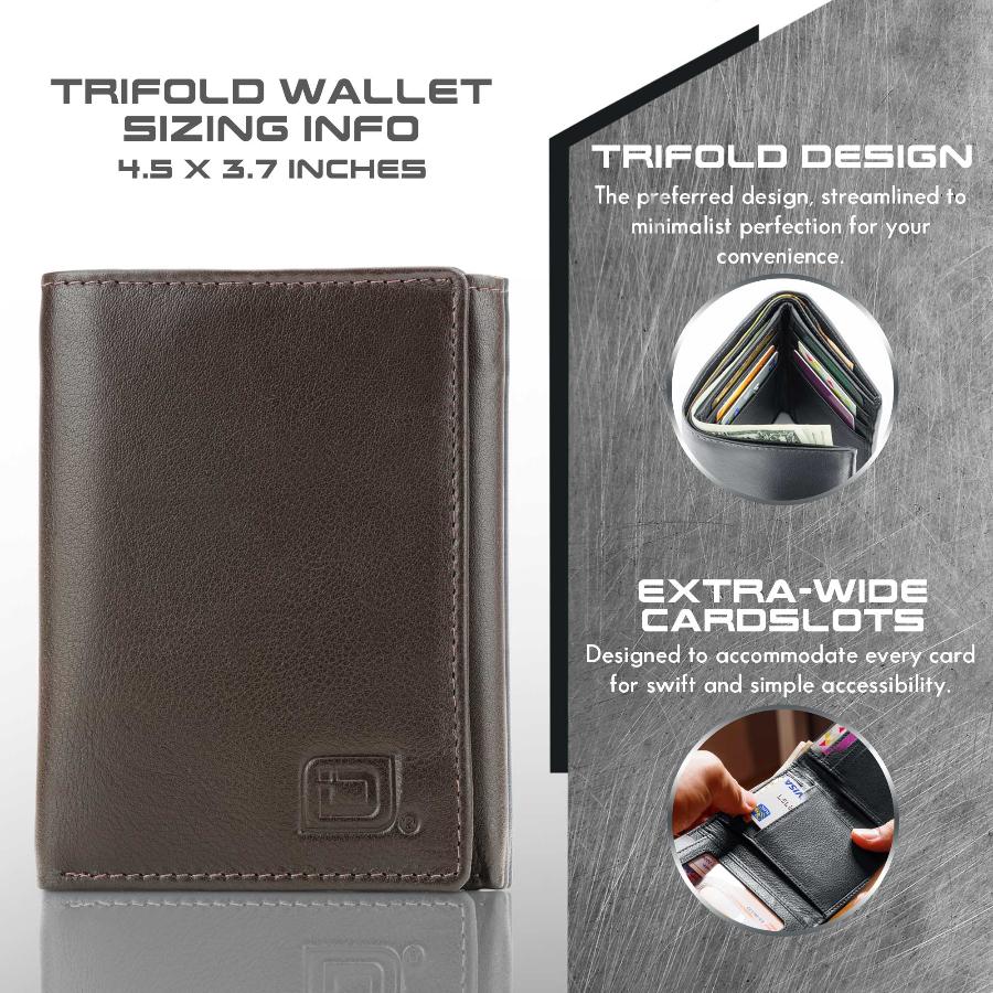 Men's RFID Trifold Wallet 7 Slot with ID Window