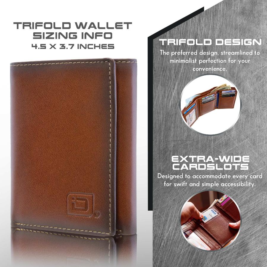 Men's RFID Trifold Wallet 7 Slot with ID Window