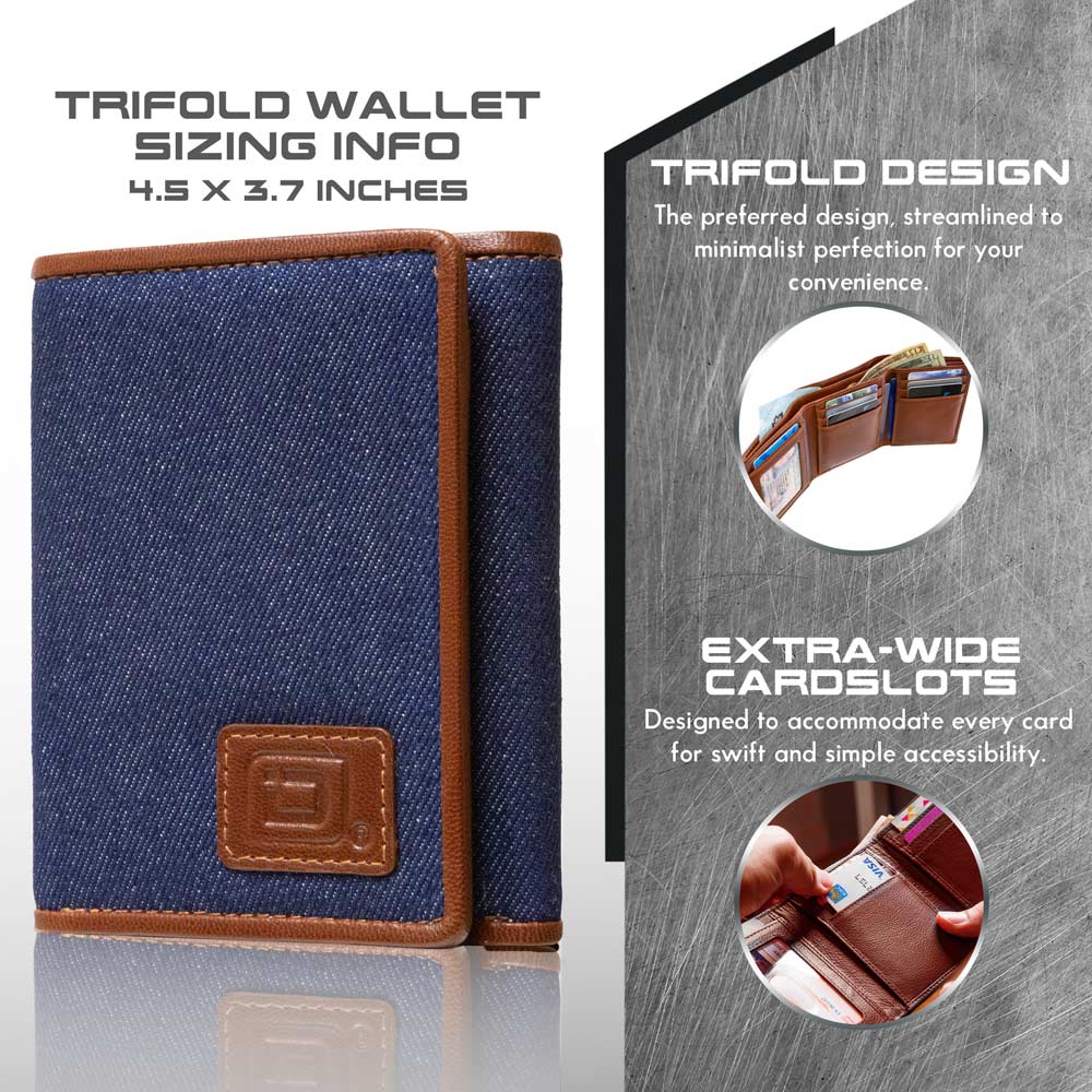 Men's RFID Trifold Wallet 7 Slot with ID Window