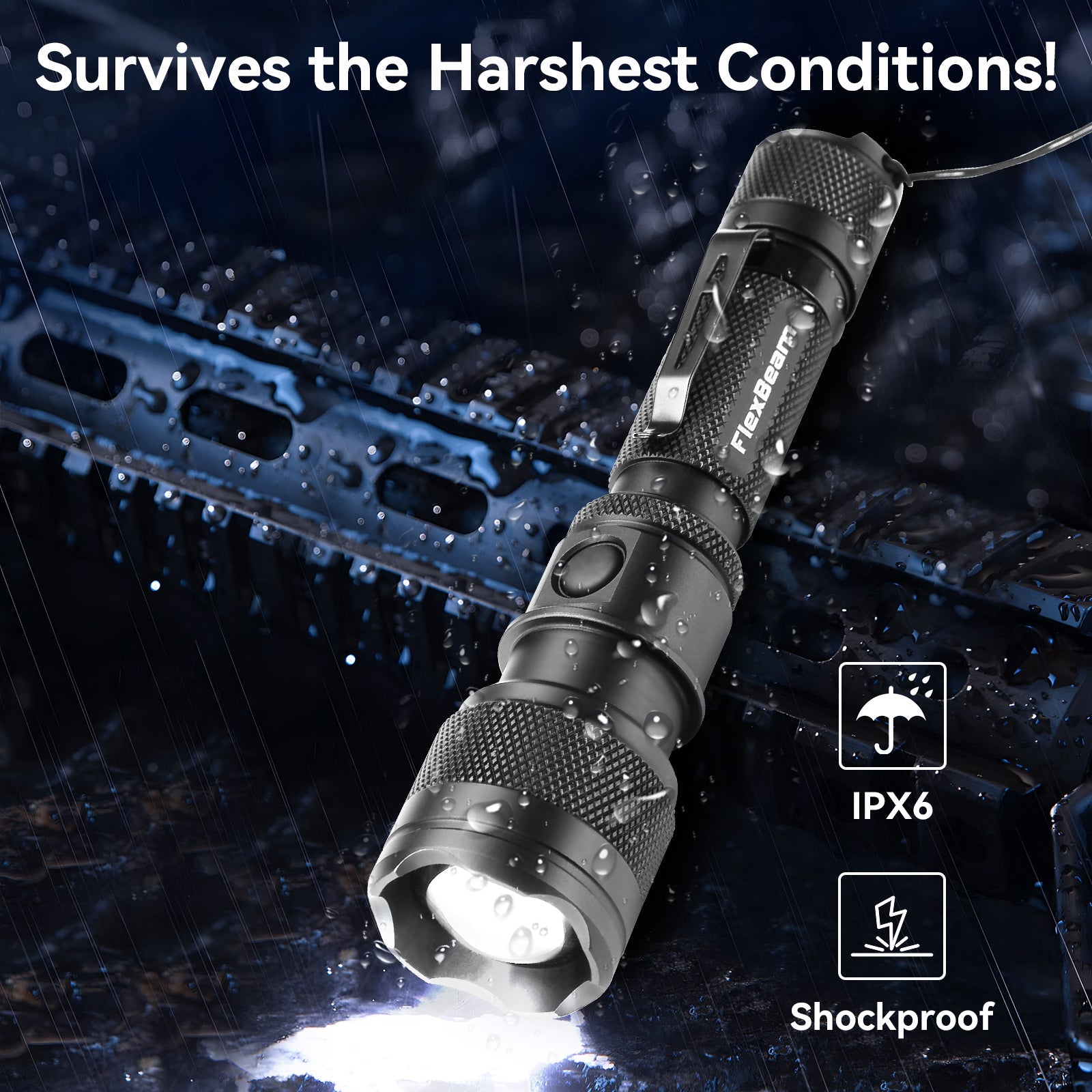 FlexBeam 1200LM Zoom Hunting Flashlight 700M Range