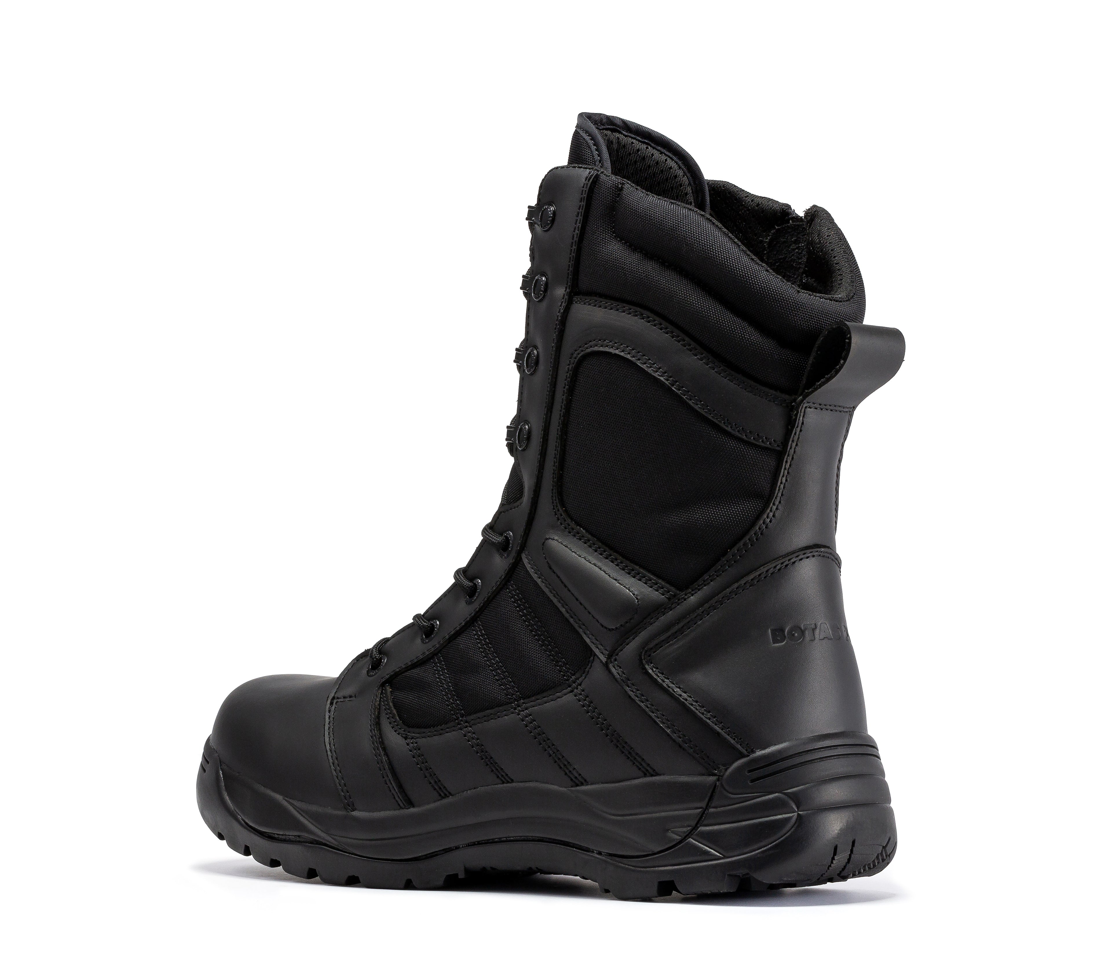 Botas Pro Black Men's 8 inch Side Zipper Rubber Sole Tactical Boots BMP110BK Rock Rooster Footwear Inc