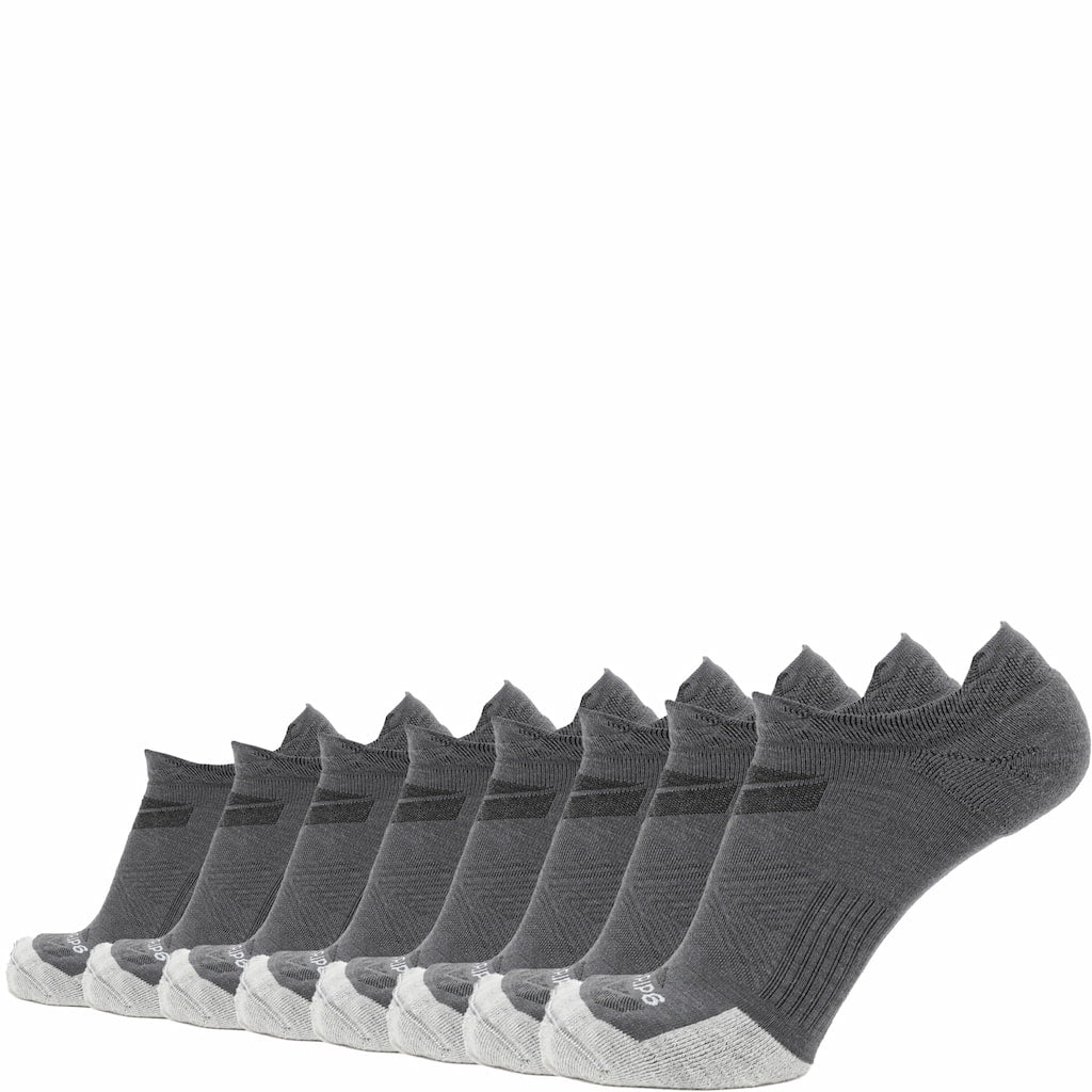 GRIP6 Basalt Merino Wool Run No Show Sock — 8 Pairs, USA-Made