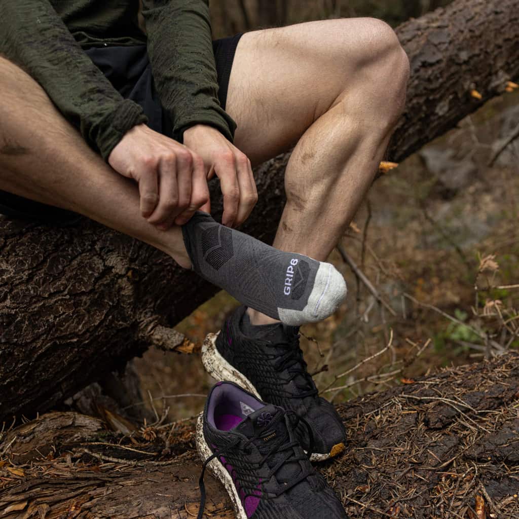 GRIP6 Basalt Merino Wool Run No Show Sock — 8 Pairs, USA-Made