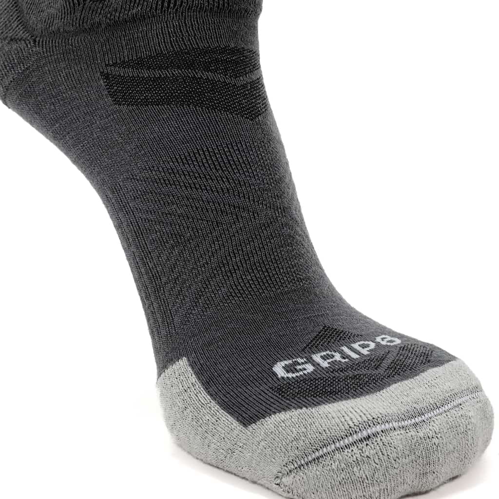 GRIP6 Basalt Merino Wool Run No Show Sock — 8 Pairs, USA-Made