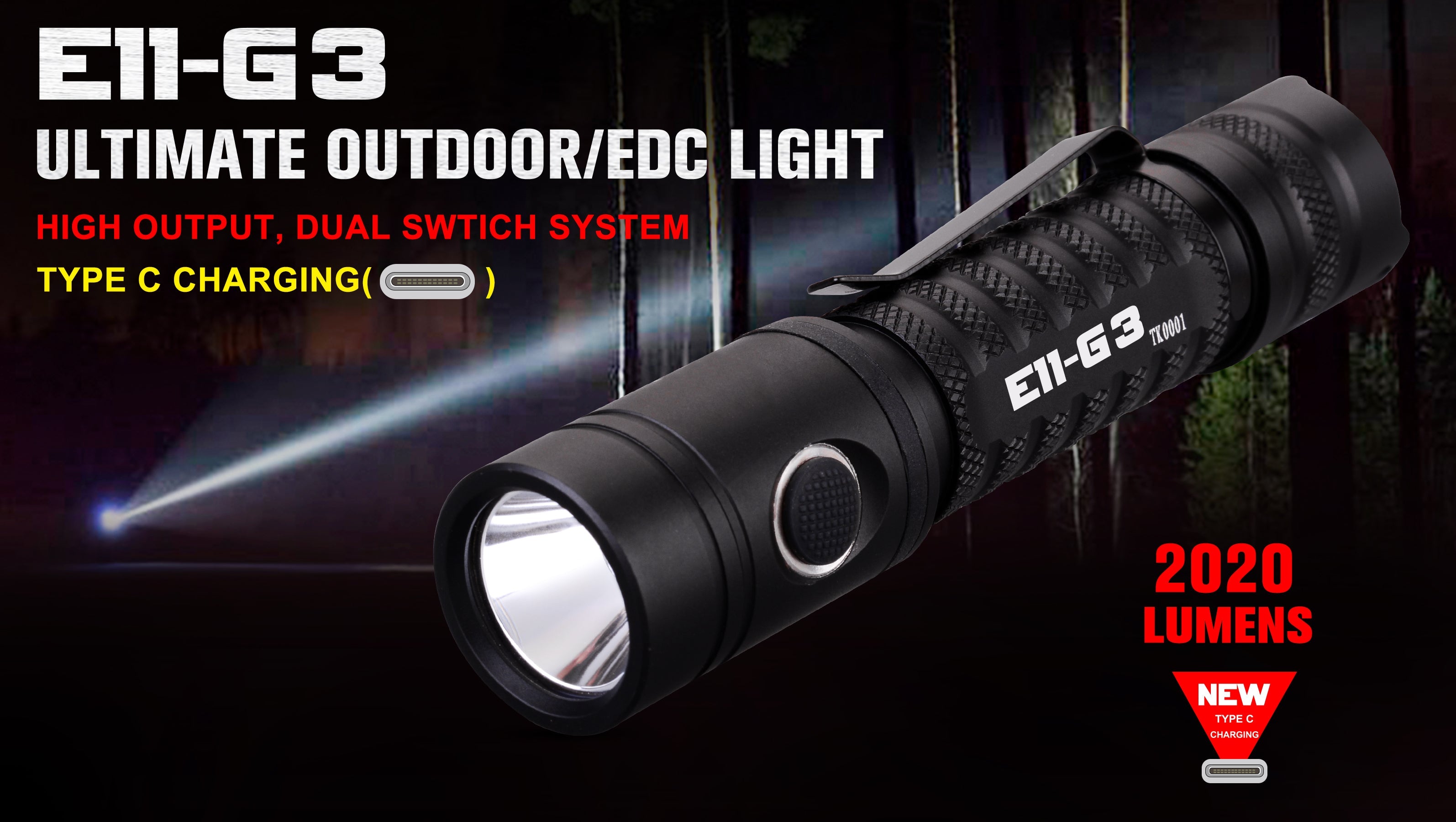 E11 Gen3 2020 Lumen Rechargeable EDC Flashlight