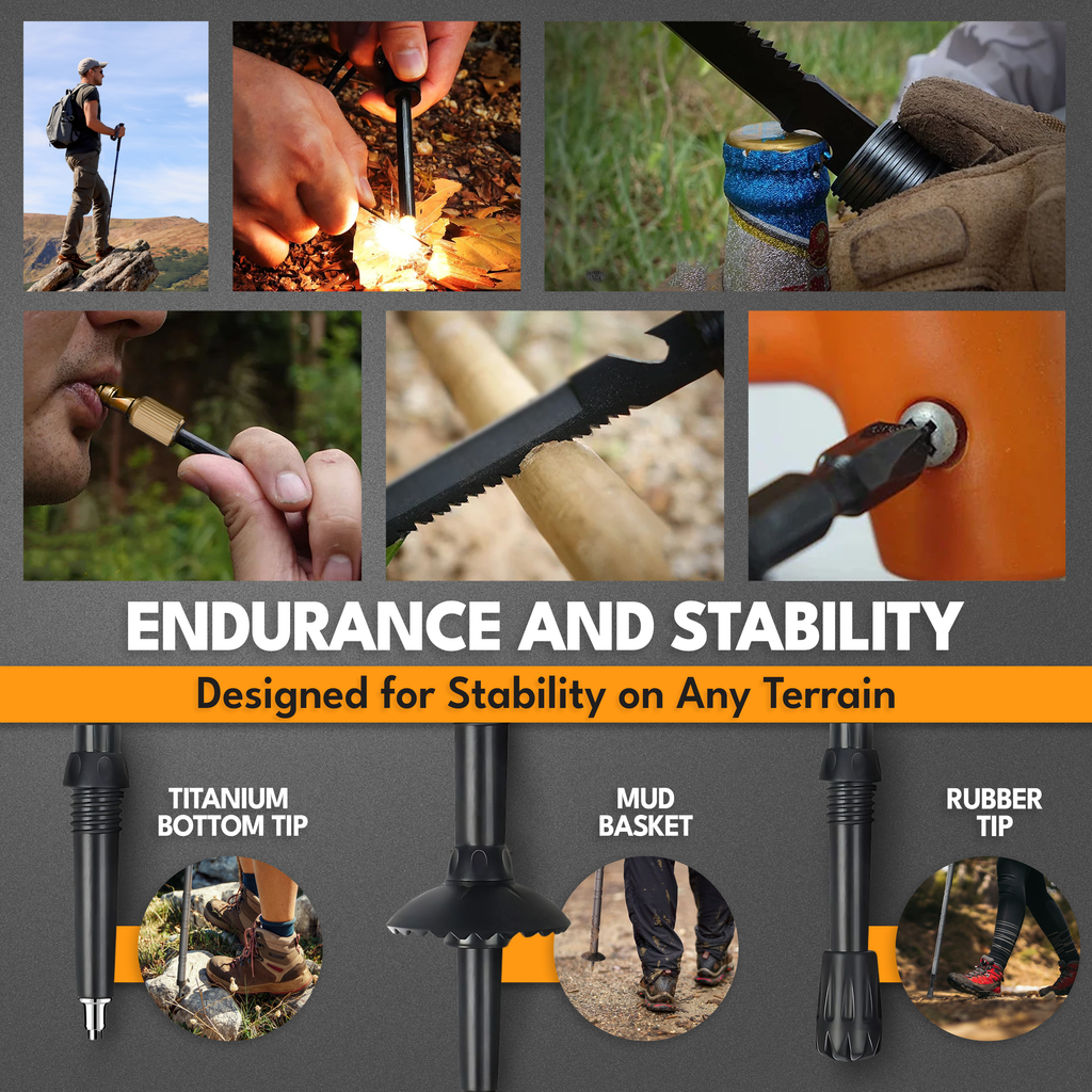 TrailGuard Stick — Collapsible Multi-Tool Tactical Hiking Staff