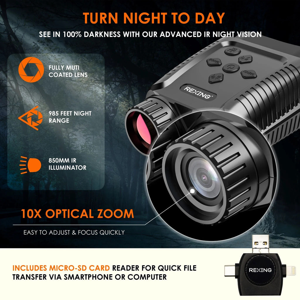Rexing B1 Mini — 1080p Infrared Night Vision Digital Binoculars