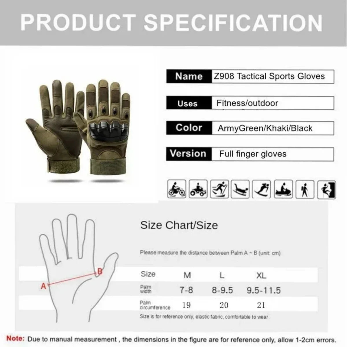 Tactical Sports Gloves Touch Design BikerZoneZ