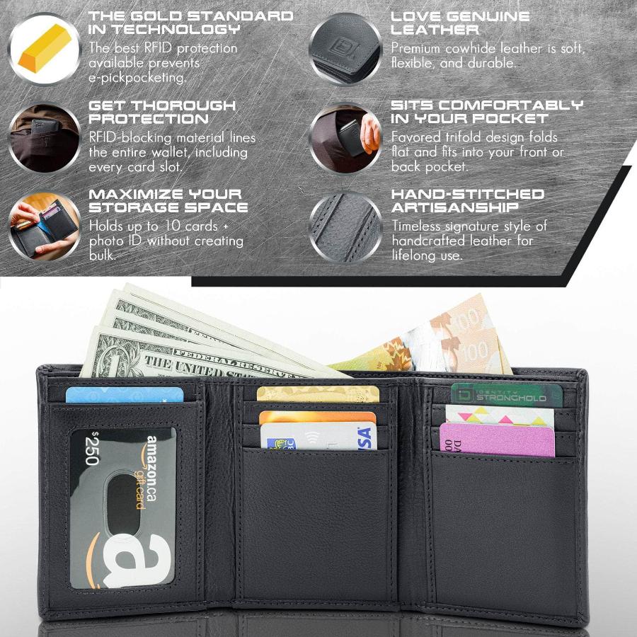 Men's RFID Trifold Wallet 7 Slot with ID Window
