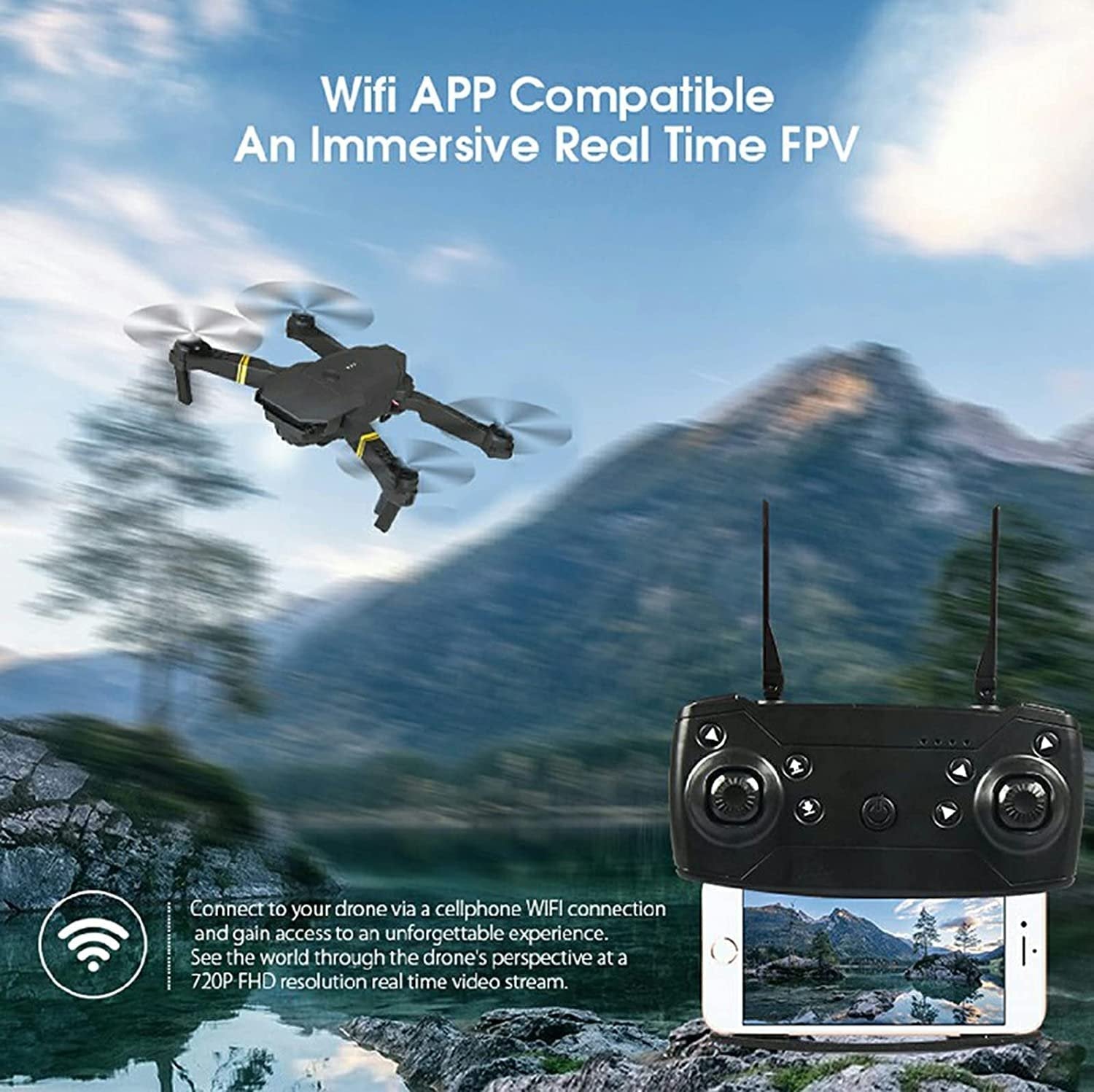 4K HD Dual Camera RC FPV WiFi Portable Wide Angle Foldable Quadcopter Drone Outdoorzees